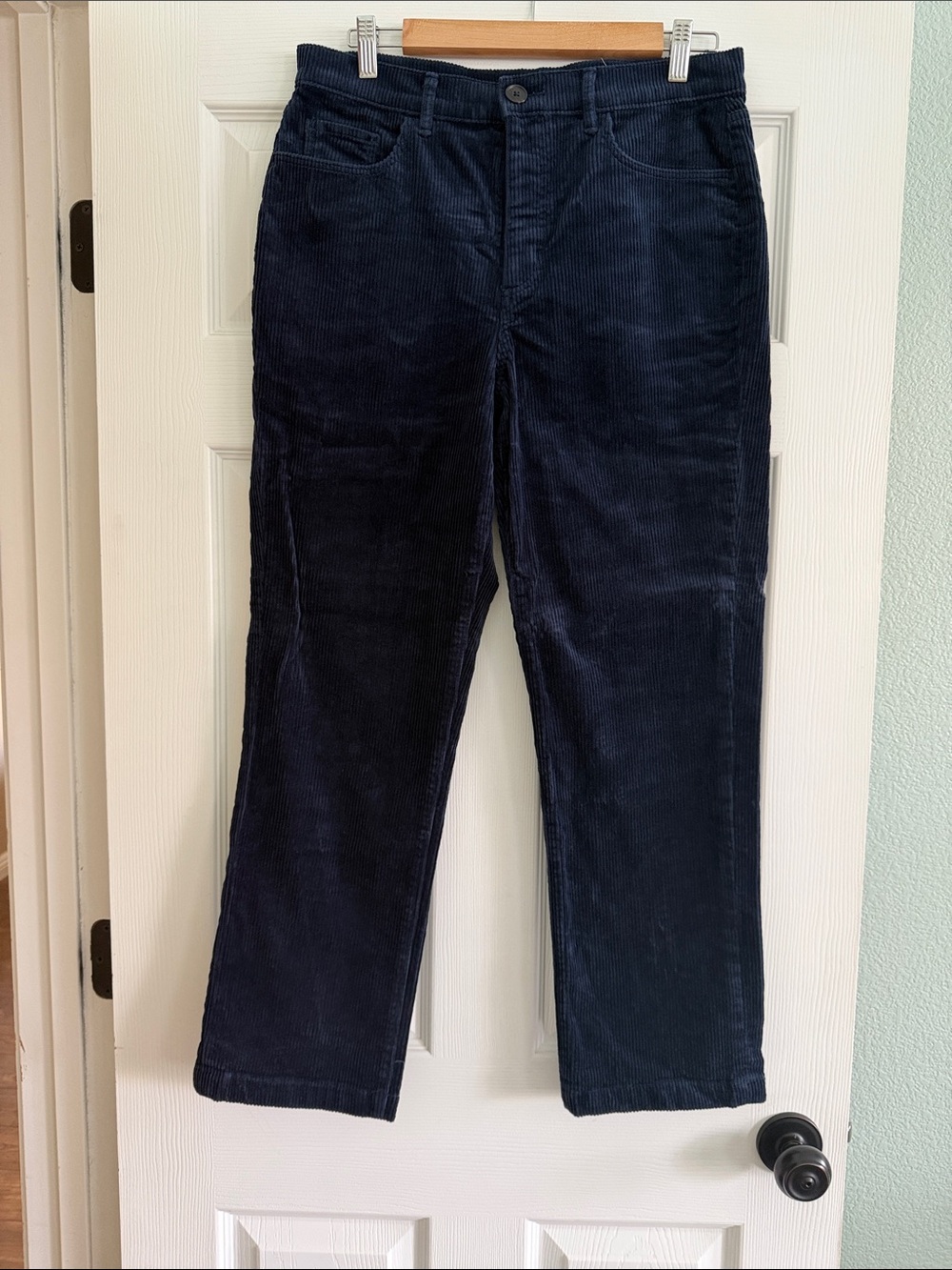 Loft Navy Corduroy Straight-Leg Pants